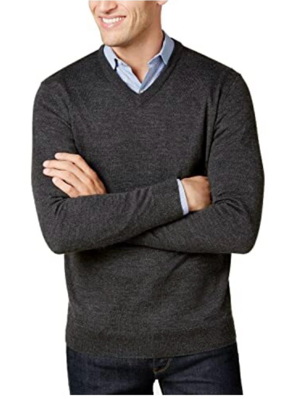 Club Room  Men's Charcoal V-Neck Sweater - Classic Knit